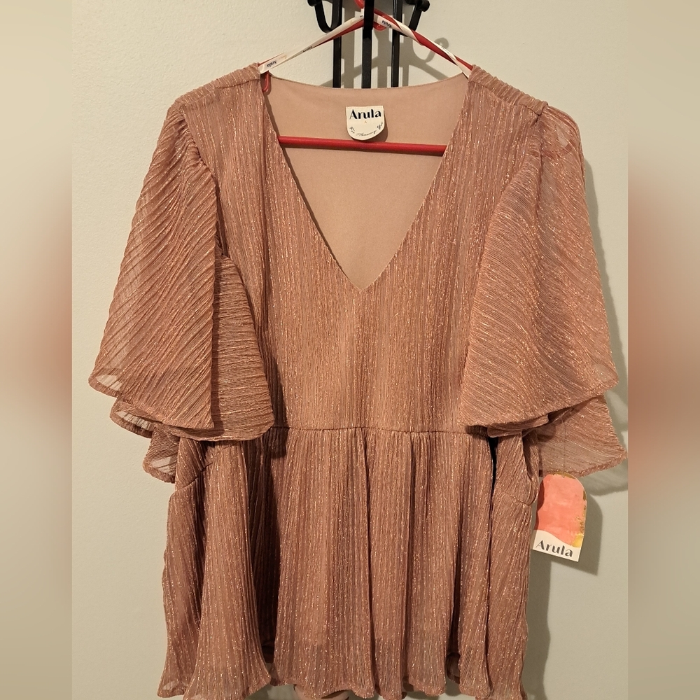 Arula NWT Shimmering Mauve Blouse 1X/Size A